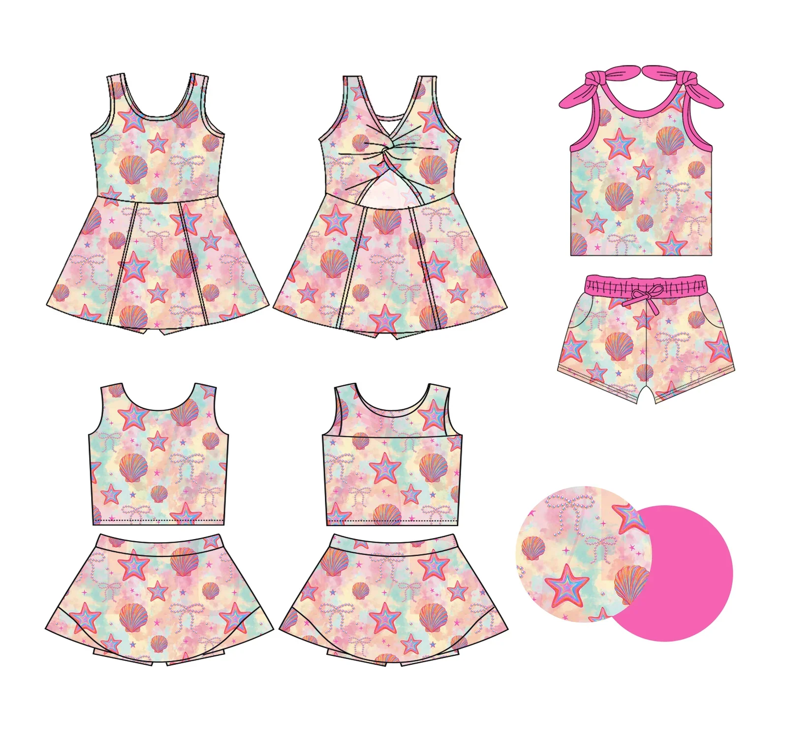 Nueva serie de chicas Boutique, traje para niños con tirantes y lazo, pantalones cortos con estampado de dibujos animados, traje para niña, vestido con tirantes para bebé, conjunto de 3 piezas