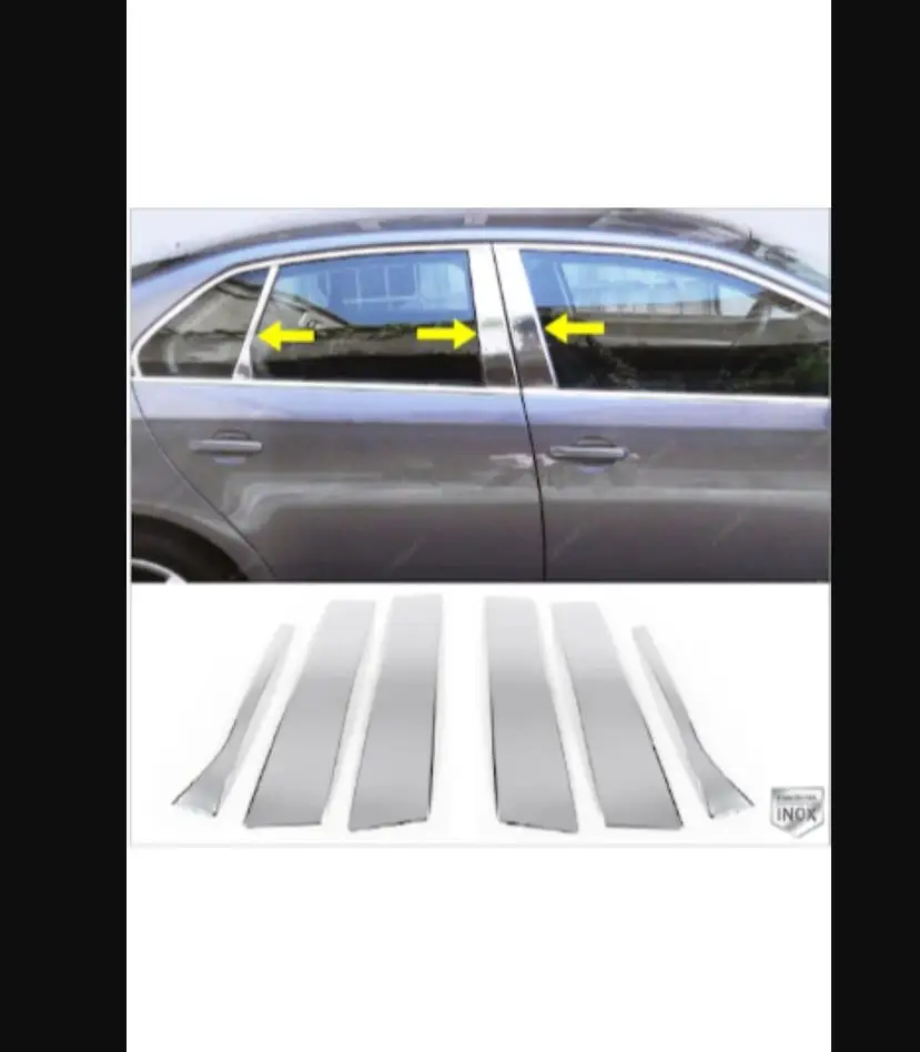 

For Volkswagen Vw Jetta Compatible Chrome Door Post Set 6 Pieces Stainless Steel 2005 To 2010 Chromium Styling - Diffuser Wing