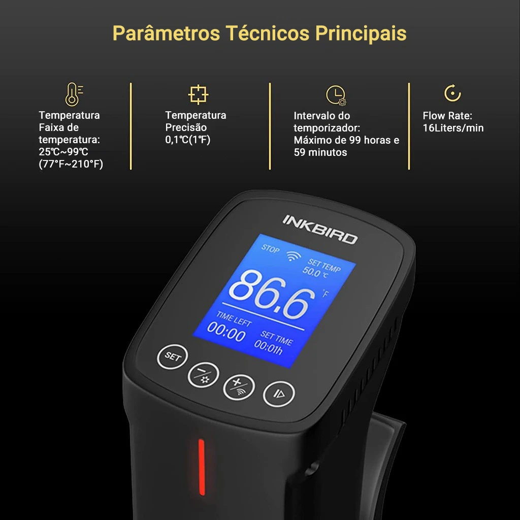 Fogão culinario sous vide com Wi-Fi، 1000 واط، درجة الحرارة e الموقت الدقة، circulador de imersão térmica em aço inoxidadevel para