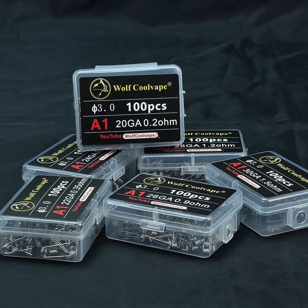 wolf coolvape 100pcs Prebuilt Coil Wire For DIY RDA RBA Tank Premade Vape Coil A1 Pre Coiled Resistance Heating Wire