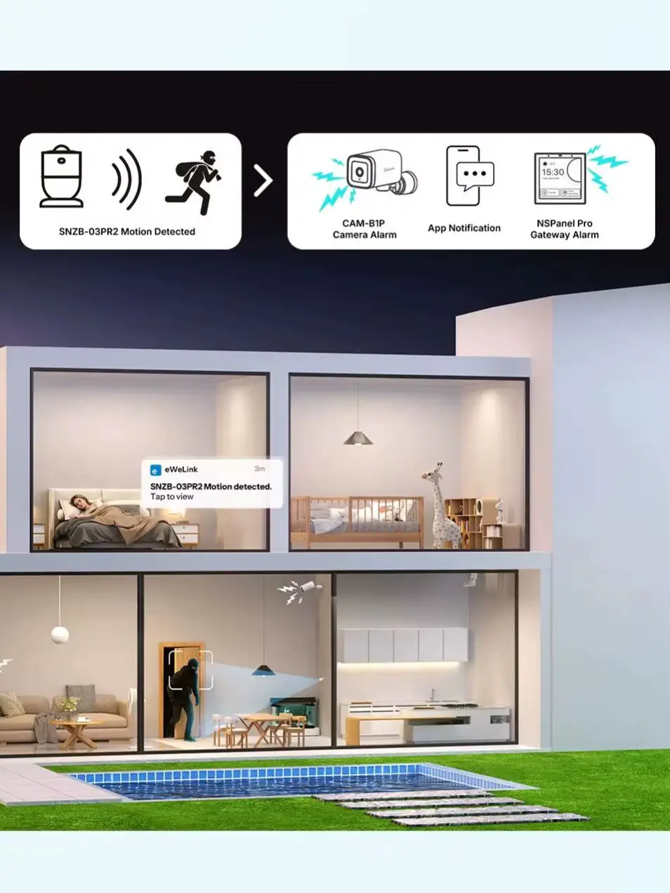 SONOFF SNZB-03PR2 SenseGuard Bewegungssensor Gen2 mit Zigbee, PIR-Bewegungserkennung und Lichtsensor, kompatibel mit Apple Home über Matter