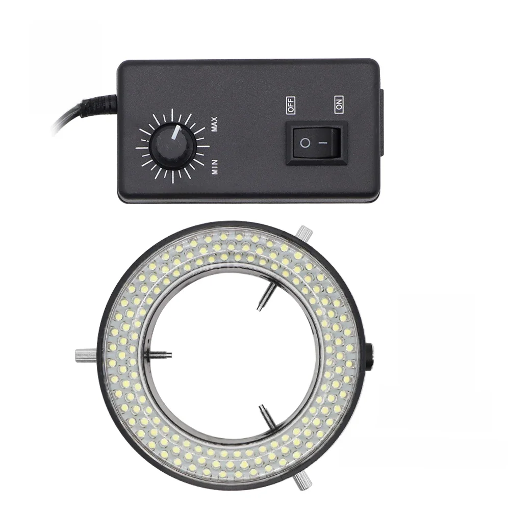 144 LED USB regulowana lampa pierścieniowa lampa oświetleniowa dla przemysłu Stereo Zoom mikroskop kamera przemysłowa lupa 100V-240V — zdjęcie 2