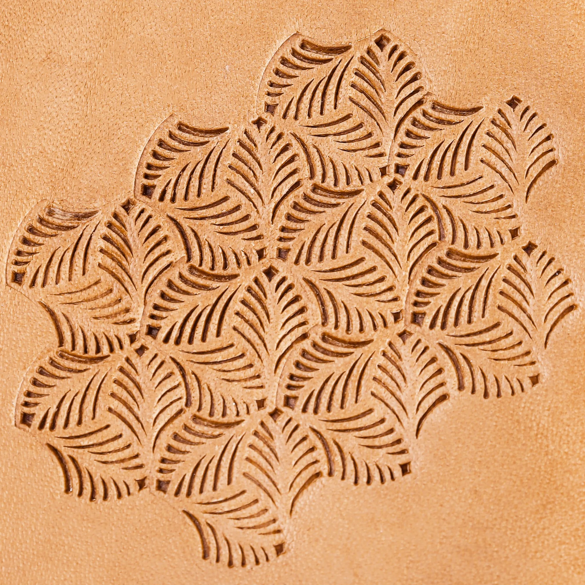 Swirl Fan Leaf Leather Stamp Brass 14x14mm Vintage Floral Embossing Mold DIY Leathercraft Hand Stamping Tool