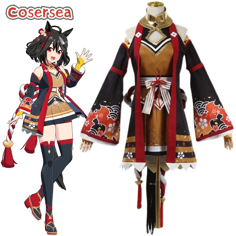 

Cosersea Kitasan Черный Косплей Костюм Игра Uma musume: Pretty Derby Kitasan Черное Женское Платье Хэллоуин Униформа Полный комплект