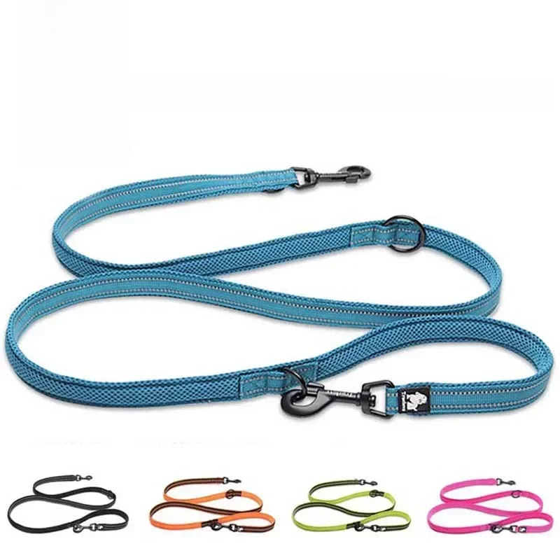 Truelove 7-in-1 multifunktionale, verstellbare Hundeleine, freihändige Haustier-Trainingsleine, reflektierende Mehrzweck-Hundeleine, Spaziergang für 2 Hunde