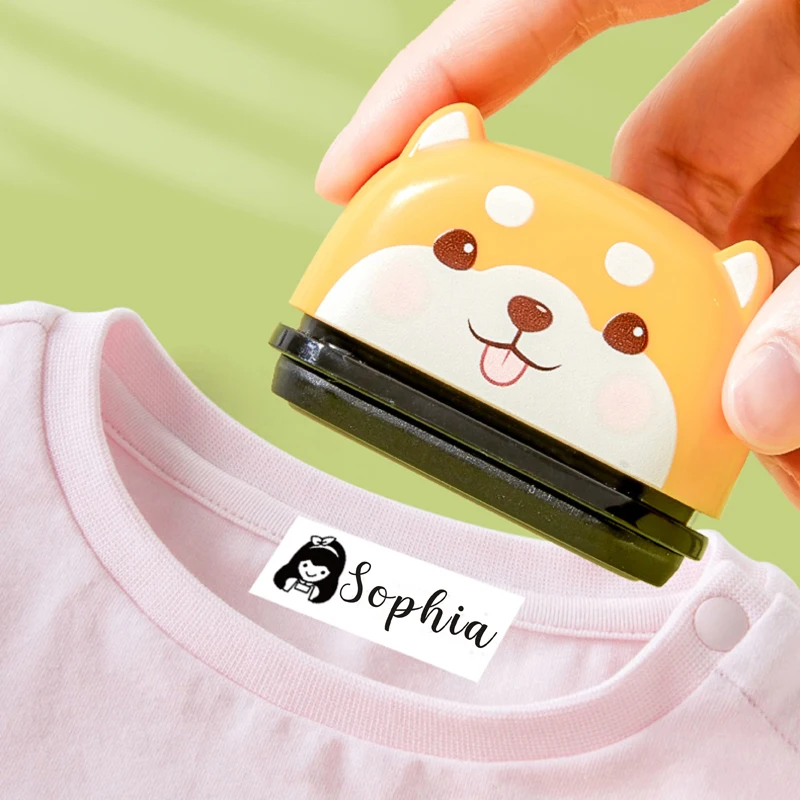 Kids Name Stamp for Clothing | Custom Cloth Self-Inking Stamper & Refill Fabric Ink Pad | School Uniform Daycare Summer Camp