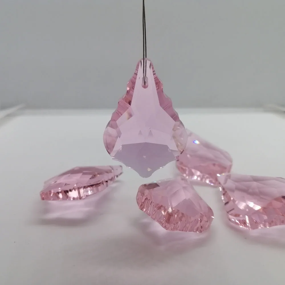 Camal 5PCS 38mm Pink K9 Maple Leaf Crystal Glass Prisms Pendant Drop SunCatcher Lamp Lighting Chandelier Part Hanging Decoration