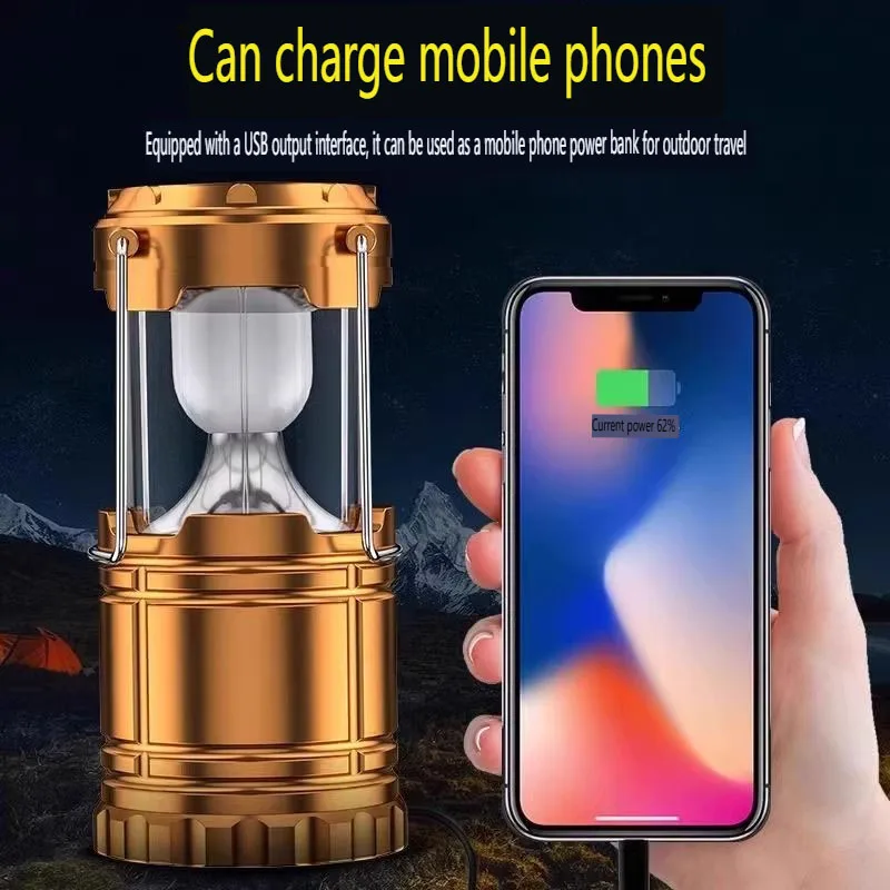 Rechargeable Solar LED Portable Telescopic Torch Lamp Flame Flashlight Emergency For Outdoor Hiking Tent Hanging Camping Light