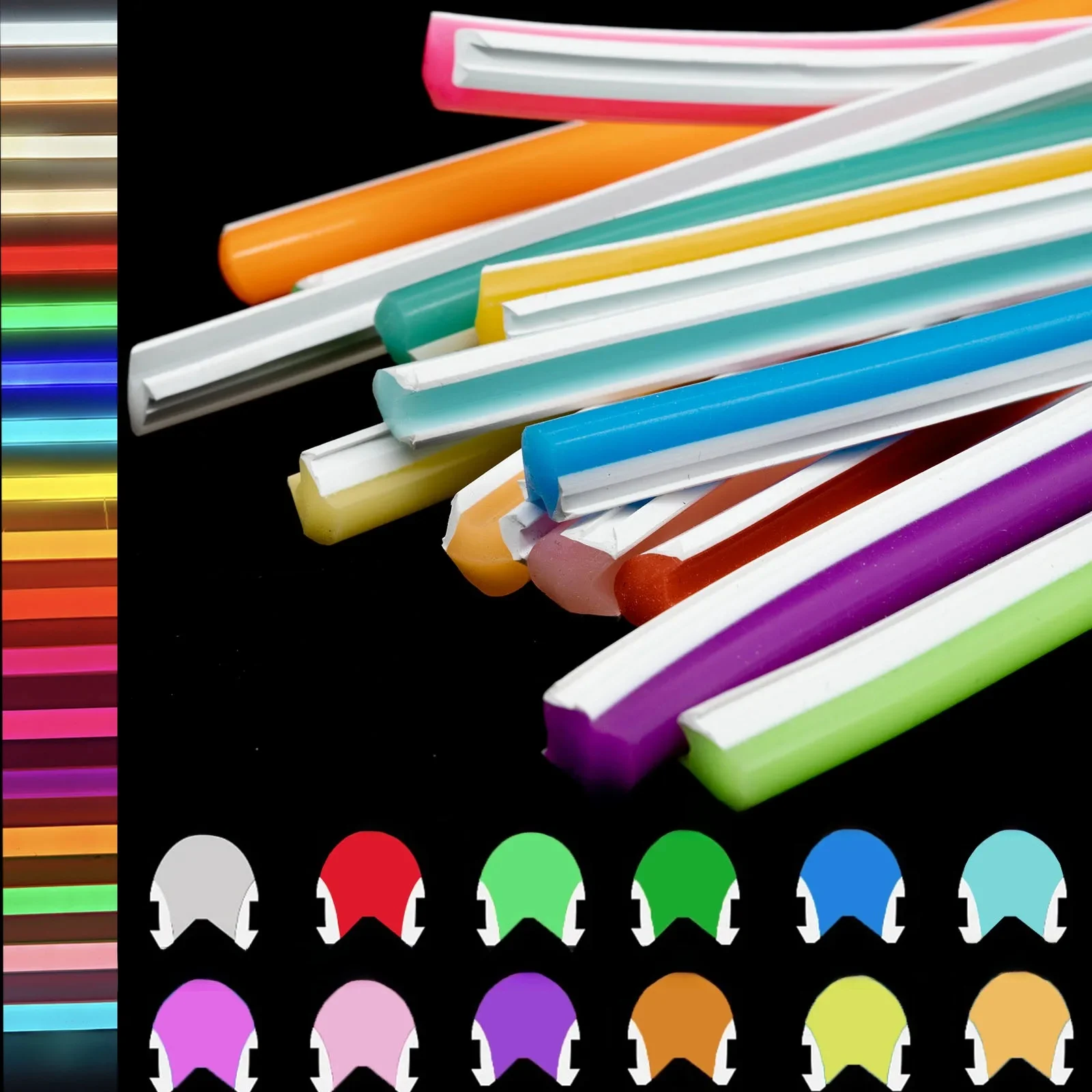 Bande néon en Silicone séparée, 6/8mm, nouveau Gel de silice, Flexible, souple, étanche IP67, 11 couleurs, signe de style publicitaire