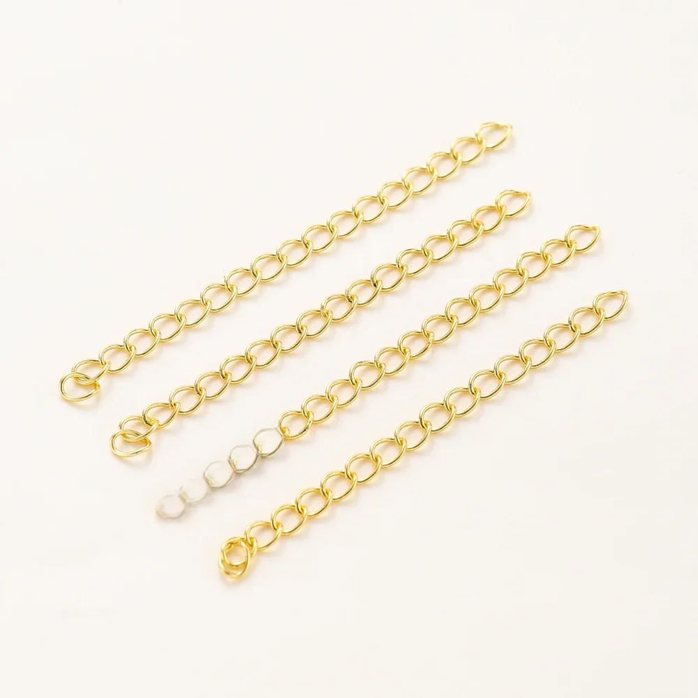 20Pcs Länge 5cm 14K/18K Gold Farbe Überzog Messing Flach Oval Schwanz Extender Ketten DIY armband