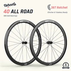 AERORAPTOR 40 ALL ROAD Carbon Gravel Wheelset 40mm Disc Brake Tubeless Carbon Wheels 36T Ratchet Cycling Wheel AERO418 Spoke
