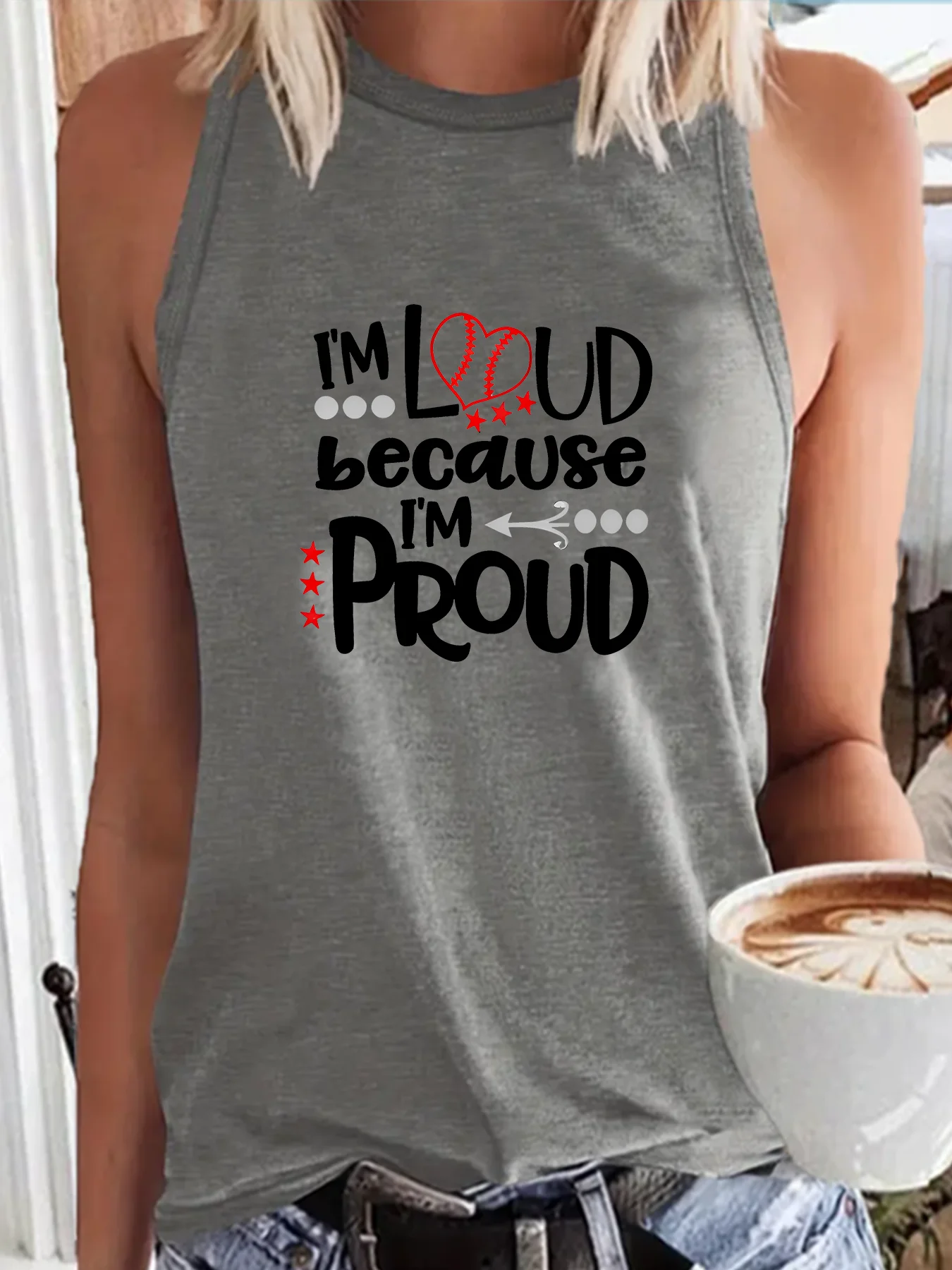 I'm Lovd Baseball Because I'm Proud Fashion Funny Sports Women's Tank Top Loose O Neck Sleeveless Casual Tank