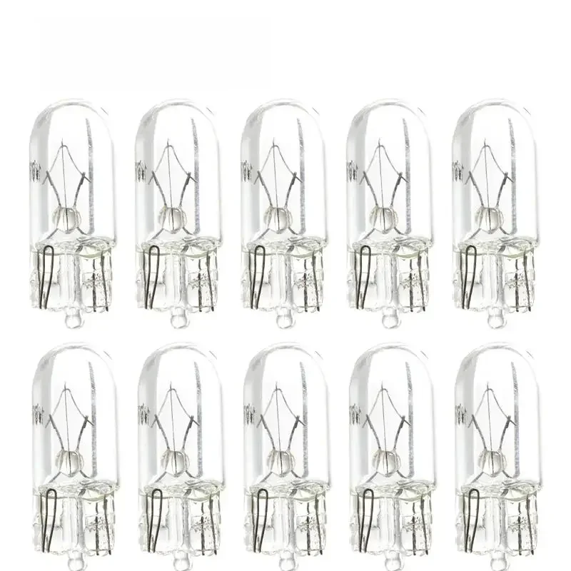 10 pièces blanc T10 W5W 501 194 feu de signalisation clair verre 12V 5W blanc chaud W2.1x9.5d ampoule de voiture à Filament unique lumière automatique