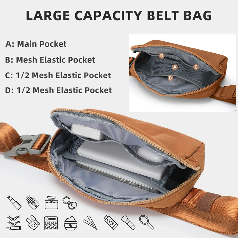 Belt Bag for Women Men, Fashion Crossbody Fanny Packs Waterproof Mini Waist Bag Bum Bag for Running, Hiking, Walking and Travel