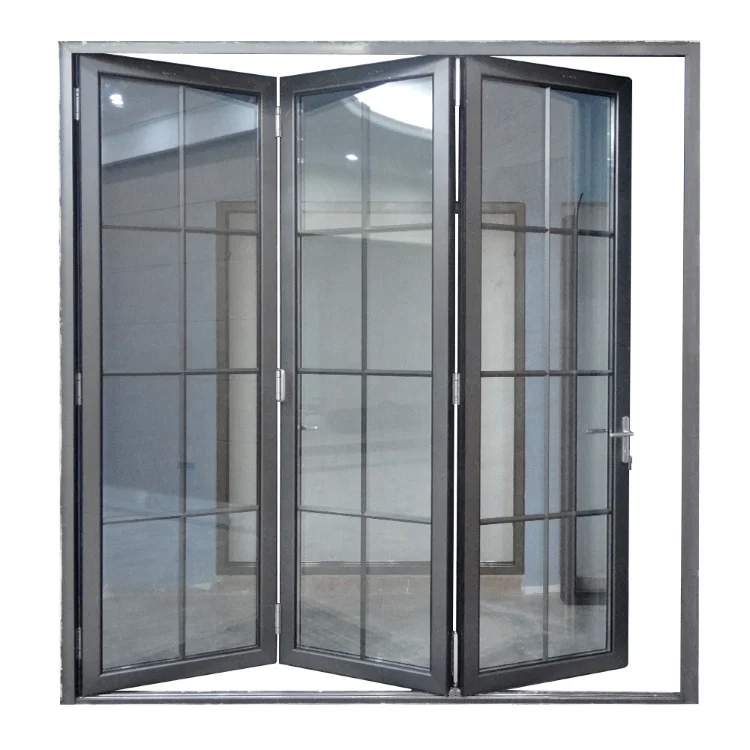 DN Water Proof Exterior Folding Door Thermal Break Aluminum Custom Tempered Glass Bi-Folding Door Metal Accordion Doors