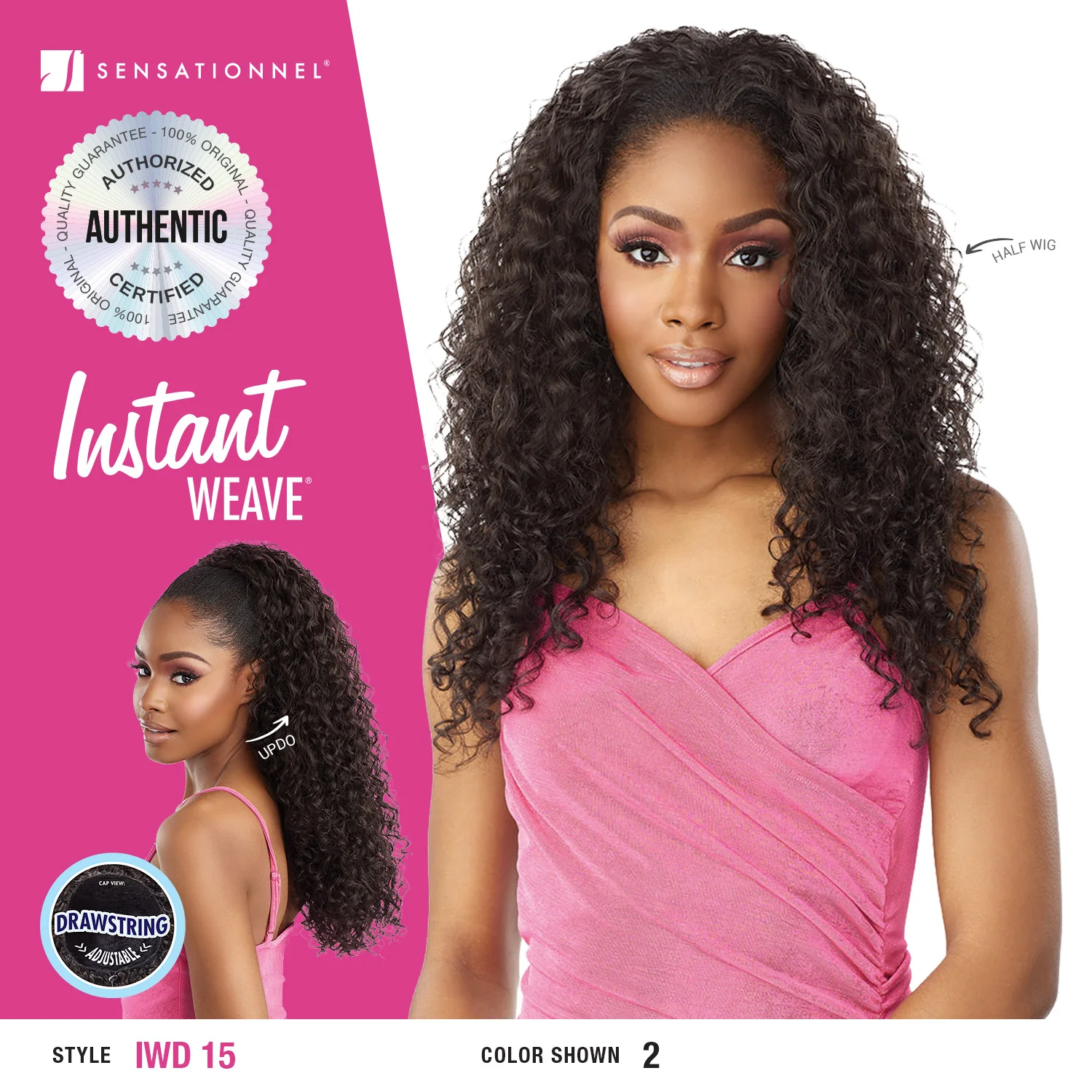 Sensationnel Instant Weave Half Wig Drawstring Cap IWD 15 - Effortless Style, Easy to Wear, Natural Look