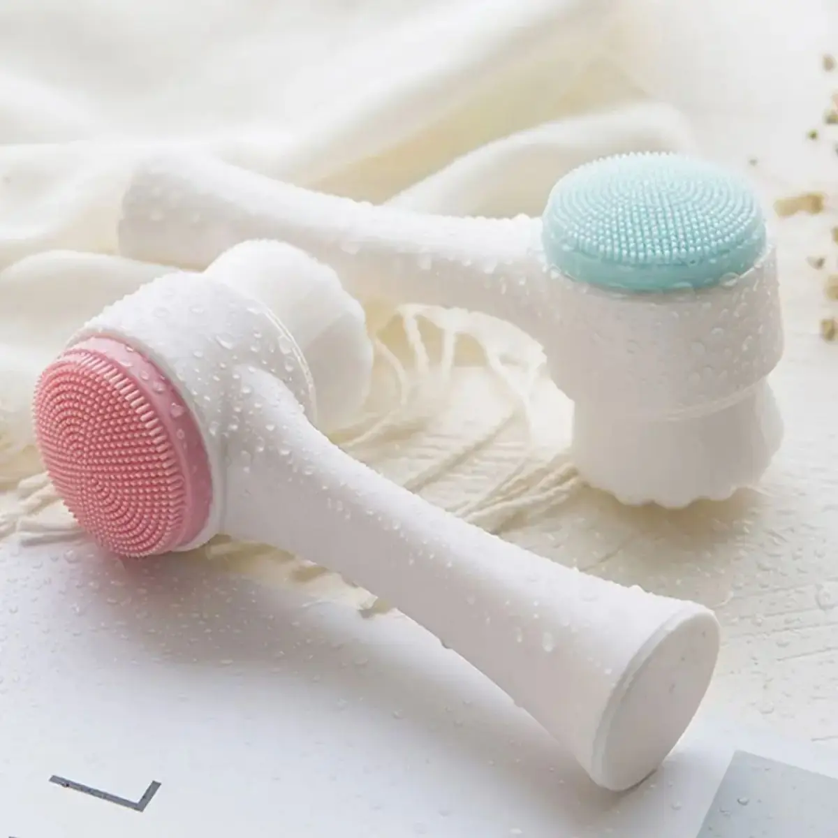 Silicone 2-in-1 Facial Cleansing Brush - Exfoliate, Massage, & Revitalize Unscented Skin Care