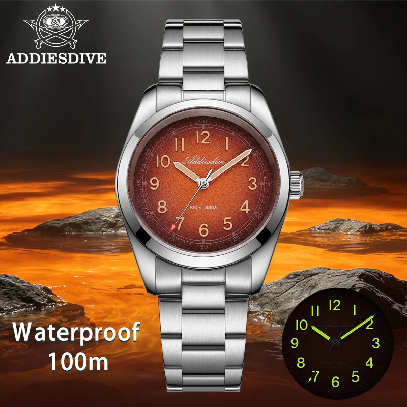 ADDIESDIVE 36mm Women Steel Watch Luxury 316l Stainless Steel Super Luminous 10Bar Waterproof Business Ladies Quartz Watches