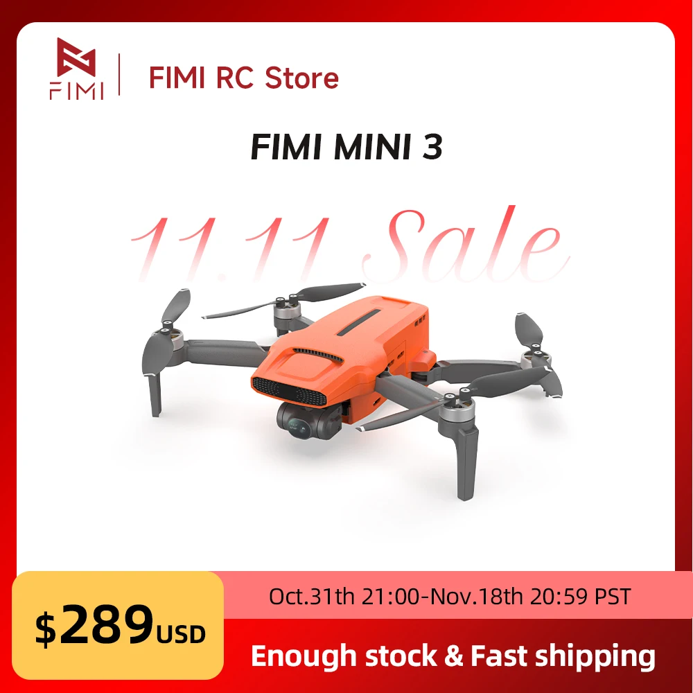 FIMI MINI 3 Camere Drone 4K 60fps 9km Range 3-axis Gimbal 249g Ultralight Design AI Super Night Video Smart Tracking