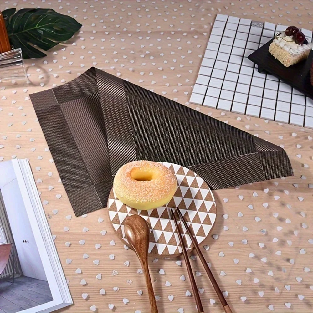Place Mats for Kitchen Dining Table, Heat-Resistant Anti-Skid Stain Washable PVC Table Mats, Easy to Cleaning Dinner Mats