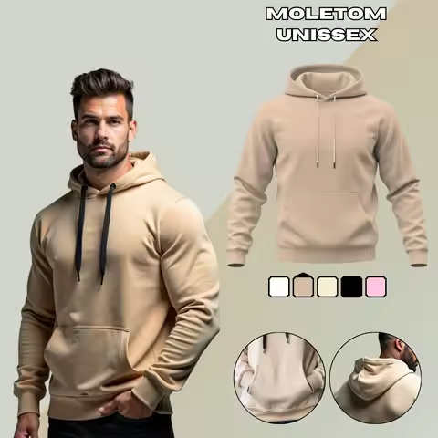 Moletom Canguru Liso Blusa Unissex Algodão Flanelado GuGi Bolso Frontal Capuz Ajustavel Moda MLT01-LISO