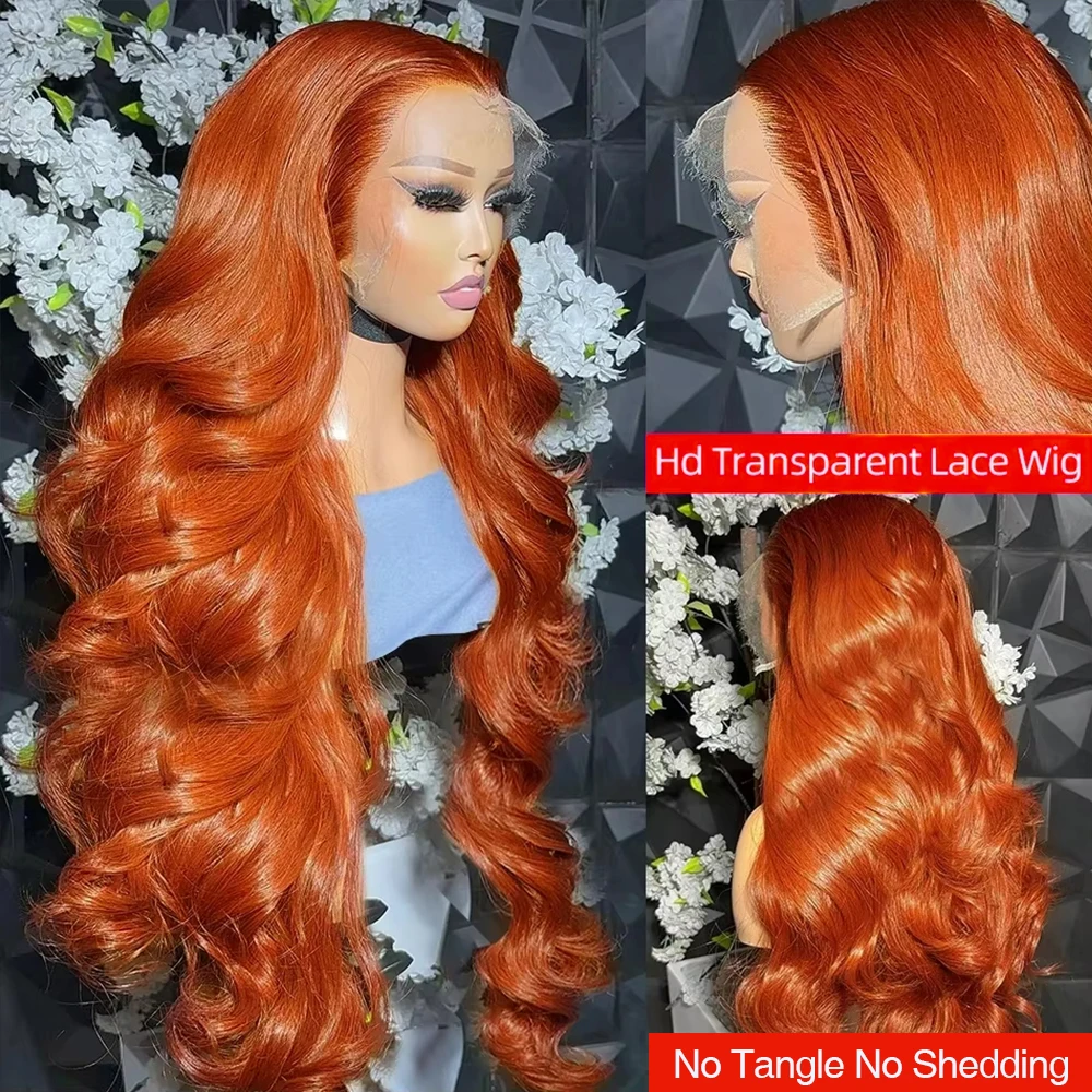 Orange Ginger Lace Front Human Hair Wig Body Wave Human Hair Wigs 30Inch Lace Front Wig Human Hair Ginger 13x6 Lace Frontal Wig