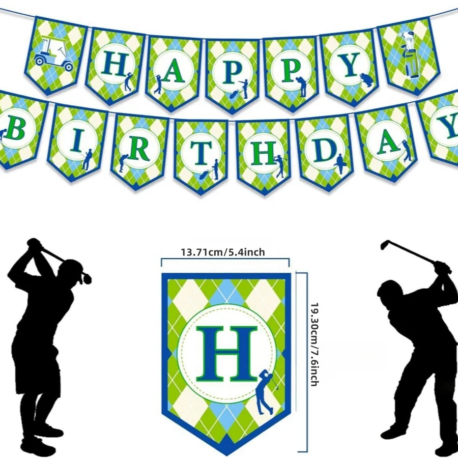 48 golf themed party balloons (including printed balloon decoration banner flag set) for sports themed party decoration