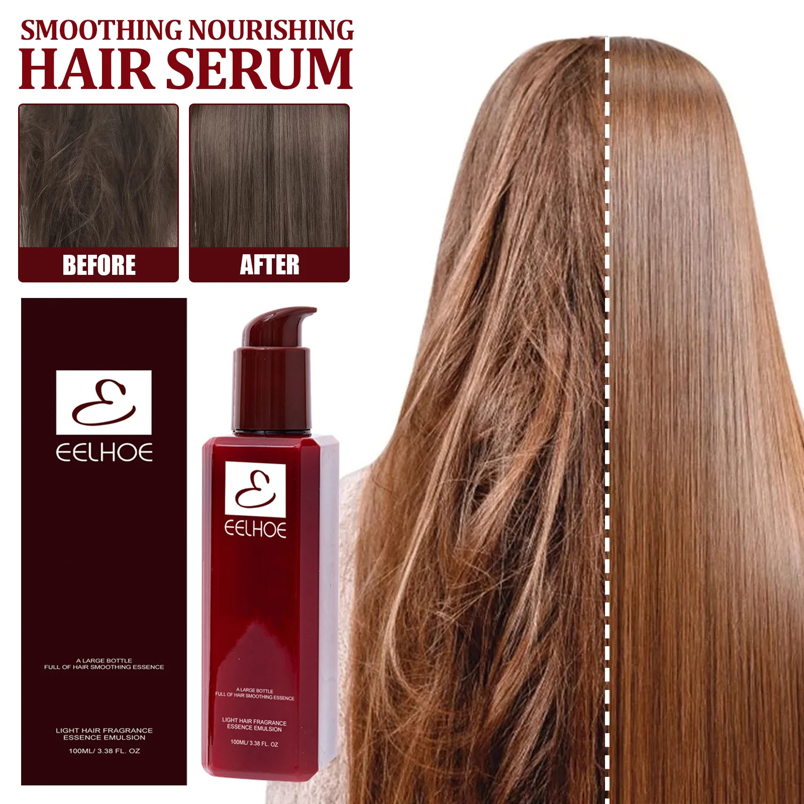 Eelhoe 100ml Hair Smoothing Conditioner Keratin Leave In Improve Dryness Curly Anti Frizz Repair Hair Damage Nourish Scalp Serum