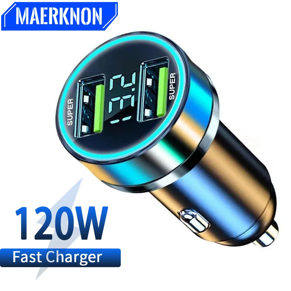 

66W 2 Ports Super Fast USB Digital display Car Charger For iPhone 14 Pro Max Huawei OPPO Samsung Xiaomi Quick Charging Adapter