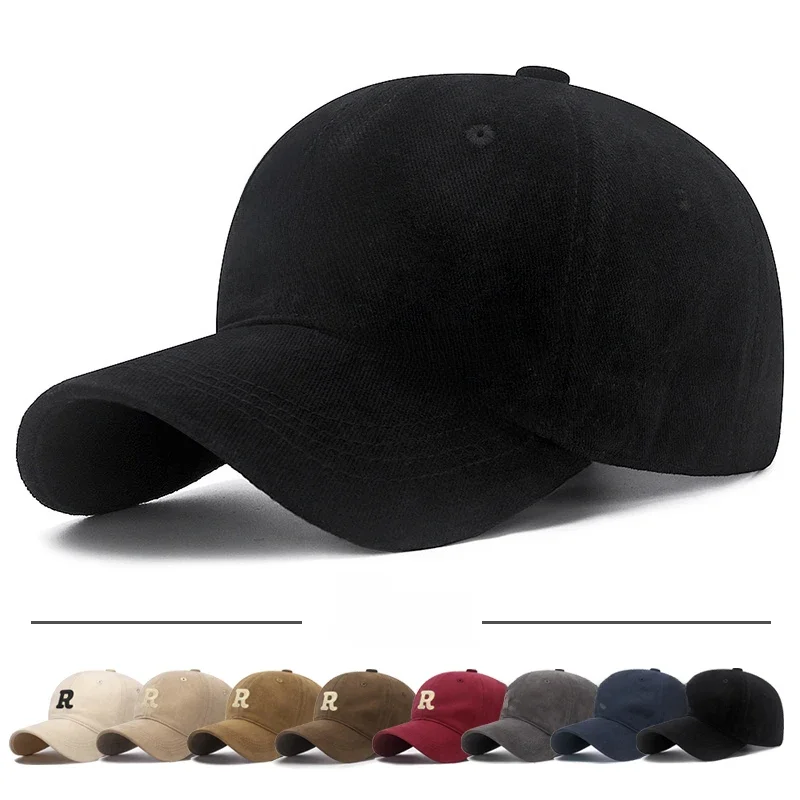 Casquette de Baseball unisexe, Version coréenne, grande circonférence de la tête, lettre R tridimensionnelle, épine en coton, brodée en 3 dimensions, nouvelle collection