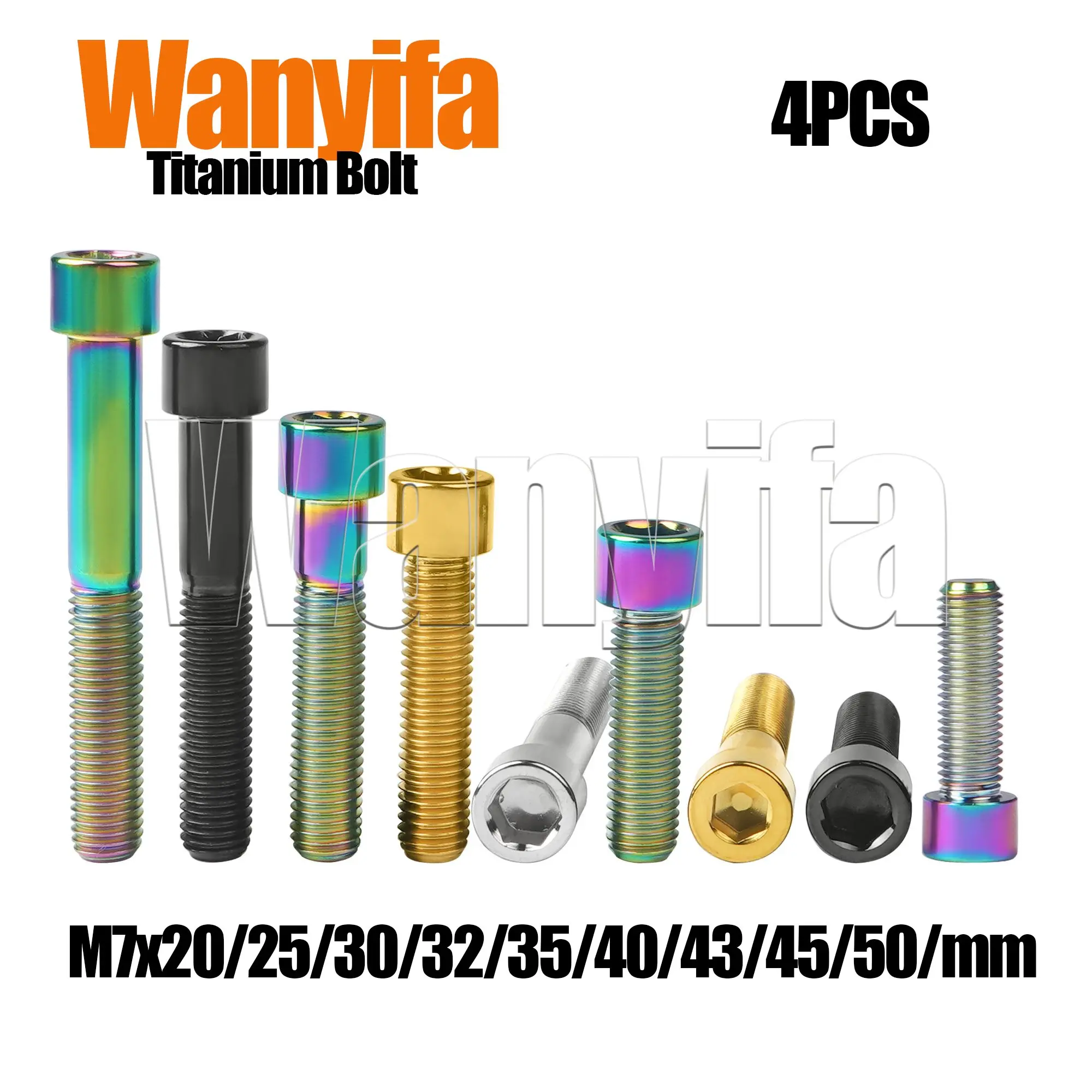 

Wanyifa Titanium Bolts M7x20/25/30/32/35/40/43/45/50mm Cylindrical Head Hexagon Socket Screws for MTB Part 4Pcs