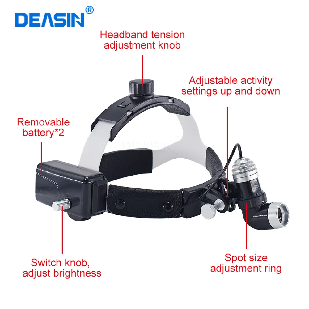 DEASIN 5W Dental LED Head Light Lamp for Binocular Loupes Brightness Spot Adjustable Dental Lab Headlamp Surgical Headlight