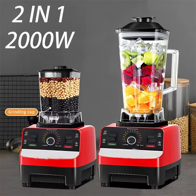 Licuadora Comercial de Alta Potencia de 2000W, Mezcladora Estacionaria, Procesador de Alimentos, para Batidos y Hielo, para Cocina, Libre de BPA