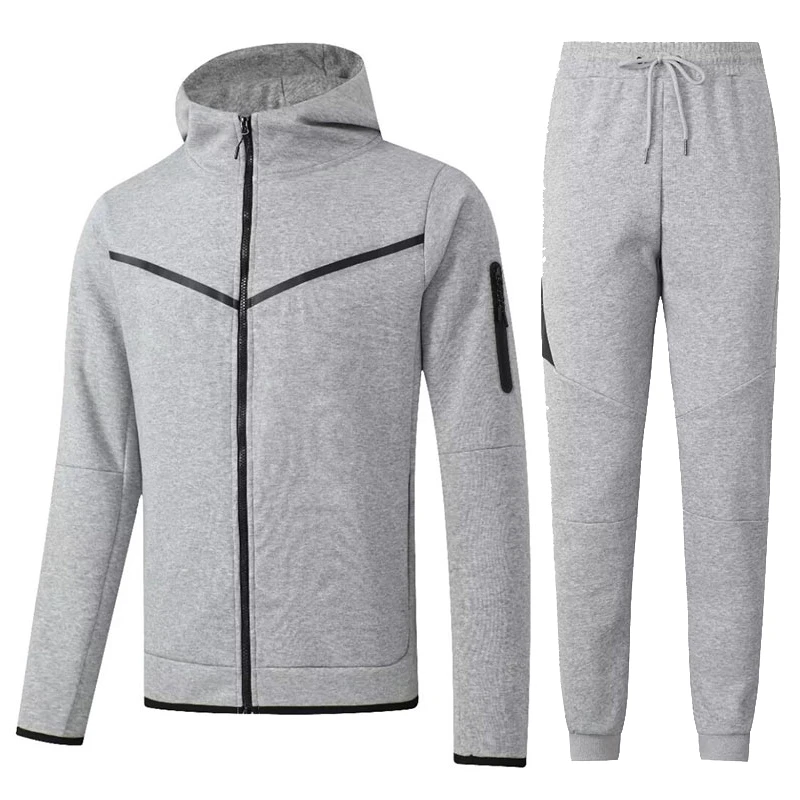 Men Sports Two Piece Outfit Full Zip Tracksuit 24-25 Winter Spring Tracksuit Hoodie Trouser MMA Gym Boxing Running Jogging Set