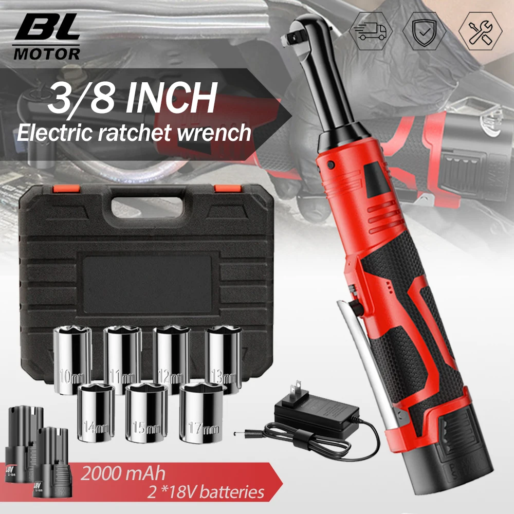 Kit de jeu de clés à cliquet électriques sans fil, Angle de 3/8 pouces, clé à cliquet électrique professionnelle, outils de voiture