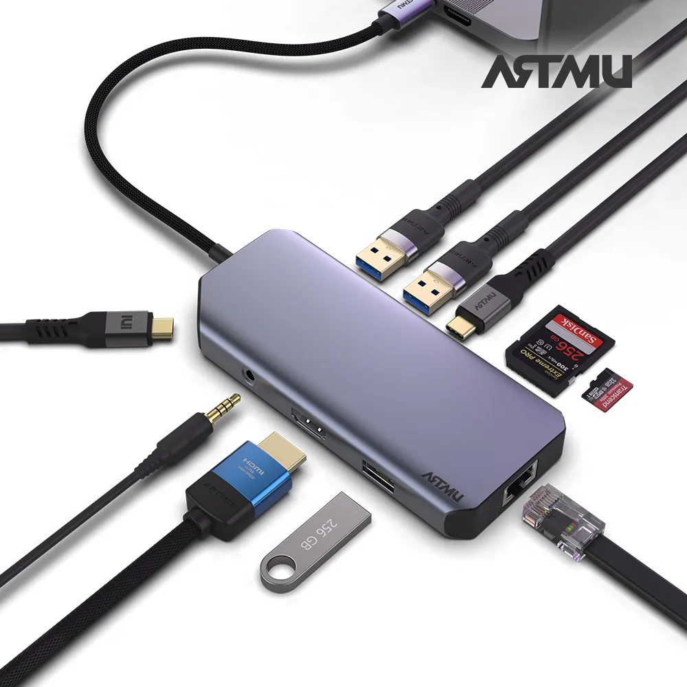 Artmu USB Type 10in 1 4K 60Hz Gen2 10Gbps Multi Hub MH410