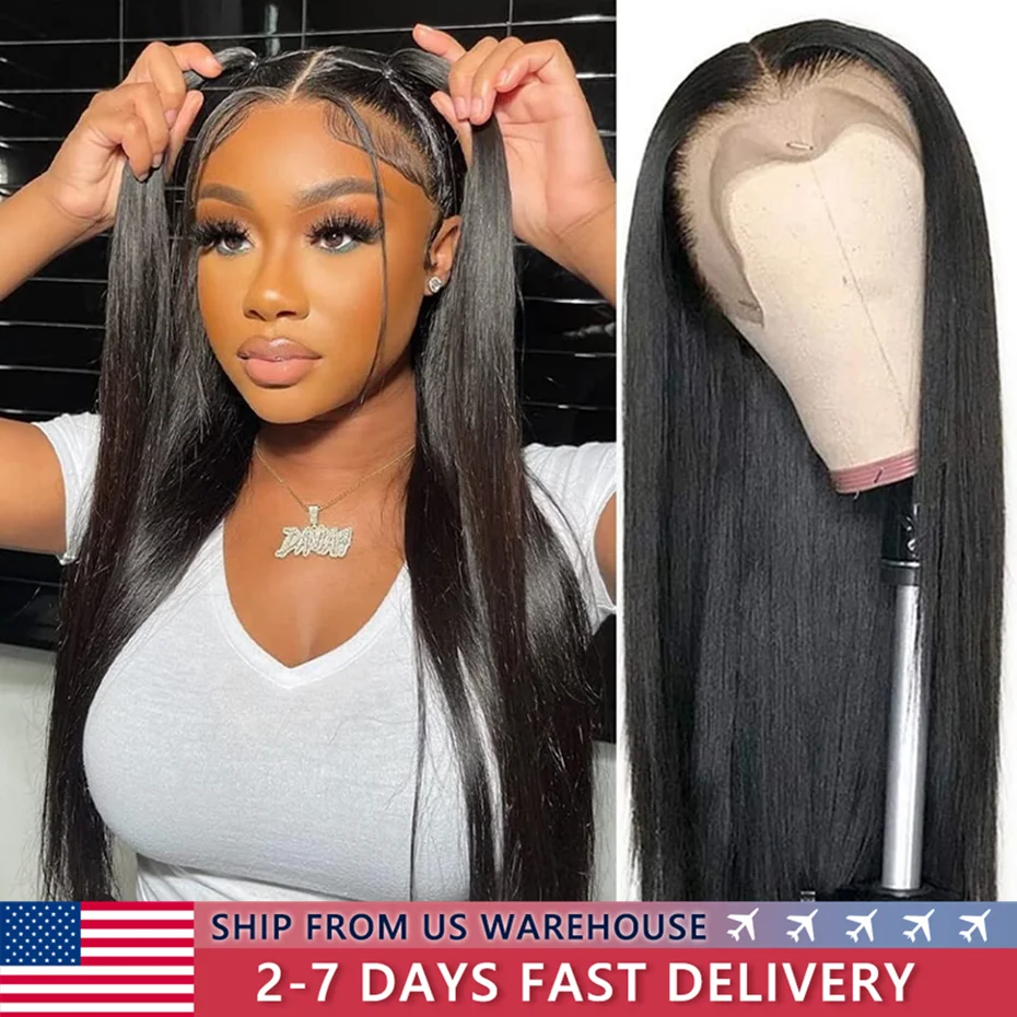 Wig lurus 13x4 renda depan rambut manusia ketebalan 180% Hd transparan 13x6 Wig Frontal renda telah ditanami dengan rambut bayi untuk wanita