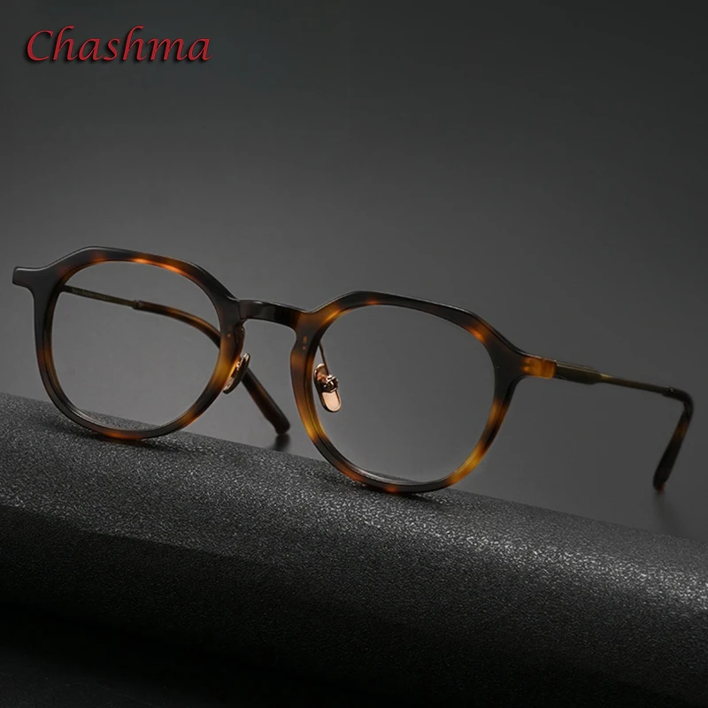 Chashma Prescription Glasses Women Round Acetate Titanium Eyeglasses Frame Men Optical Eyewear for Myopia Recipe Lens Spectacles