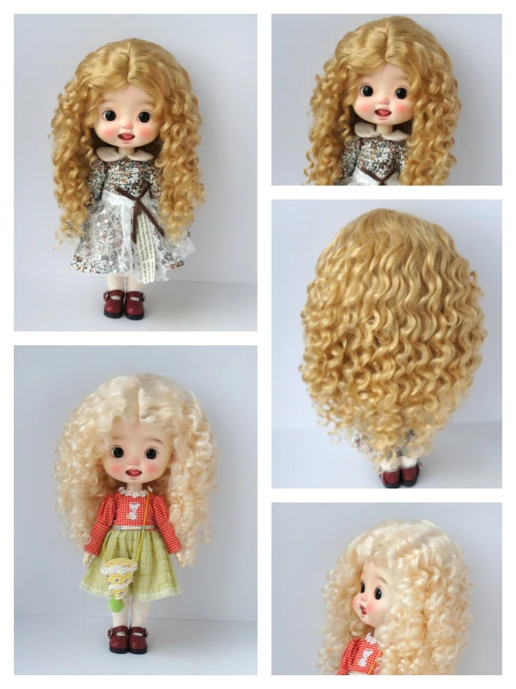 

JD139L New Material Combed Mohair BJD Wig For Size 10-11inch Qbaby Blythes 26-28CM Long Mid Parting French Doll Hair Accessories