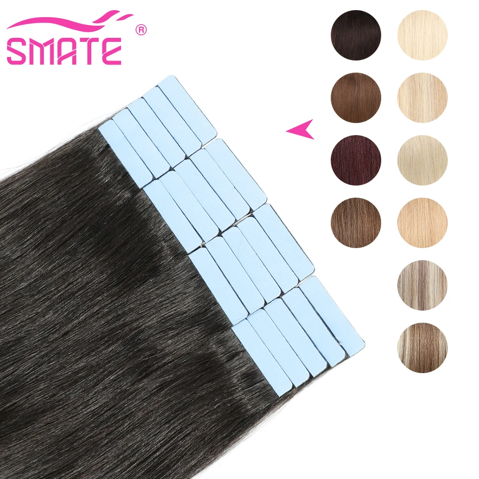 40PCS/Pack Tape In Human Hair Extensions 2.0g/PCS 100% Remy Human Hair Invisible Seamless Adhesive Hair Brazilian Straight Hair