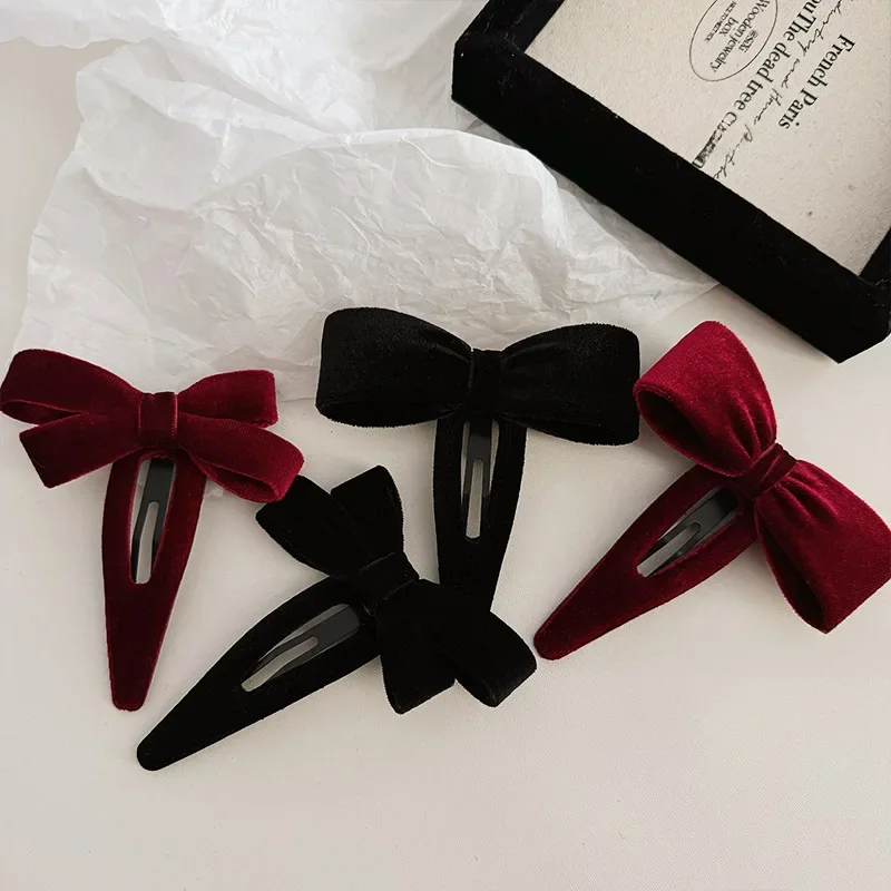 Minimalistyczna kokardka BB Clip Wine Red New Barrettes Jesienno-zimowy klips boczny New Bang Clip Przycięta spinka do włosów Barrettes Nakrycie głowy — zdjęcie 2