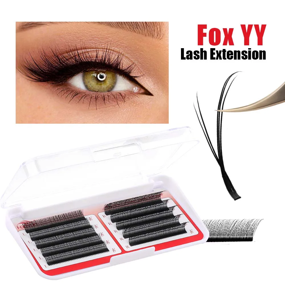 Fadvan Fox Y Shape Eyelash Extension Fox Eyelash 0.07mm Mix 8-15mm Handmade Natural Soft False Eyelash YY Shape For Makeup