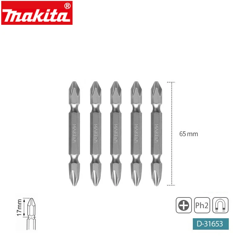 Makita Double End Screwdriver Bits D-31653 Original PH2 Super Magnetic Bits PH2 Cross Drill Bit For Electric Driver Power Tools