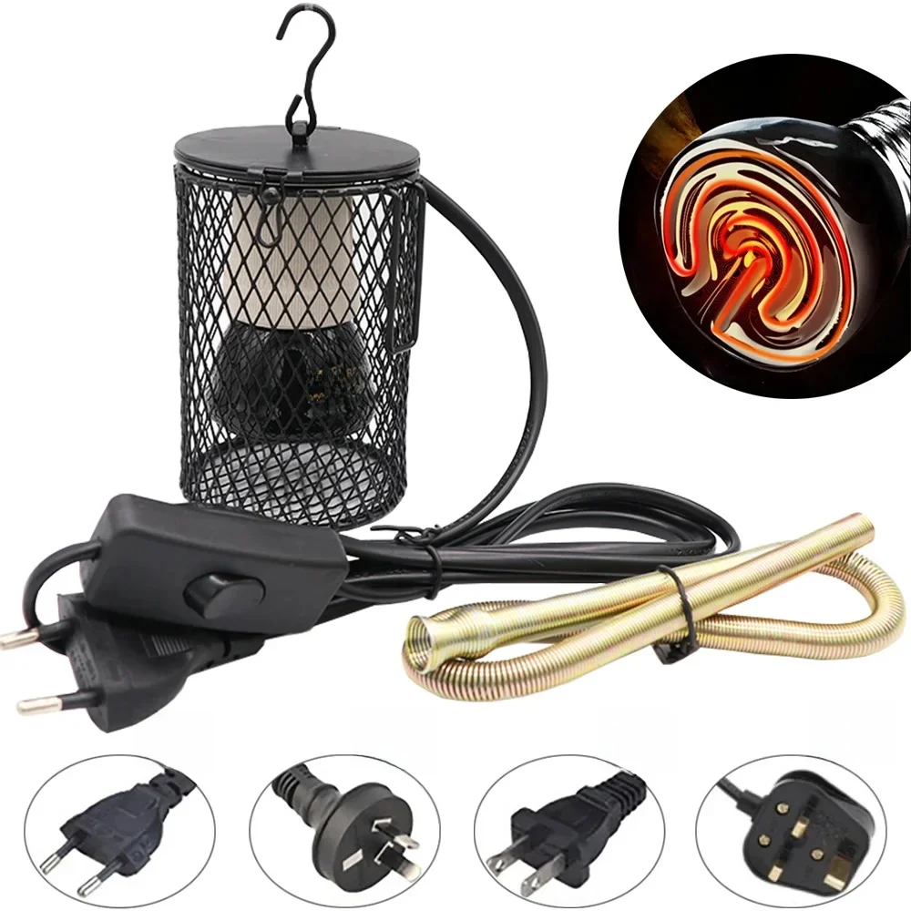 Ampoule chauffante en céramique avec couvercle de protection contre les brûlures, sans émission de lumière, pour Reptile, volaille, bétail