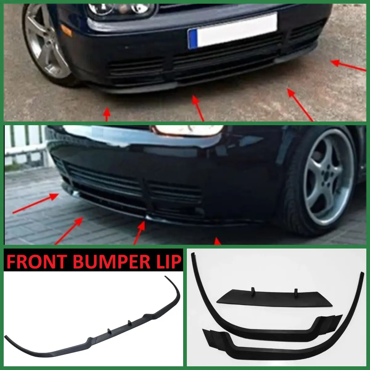 For Volkswagen Golf MK4 GTI CUPRA R FRONT SPOILER BUMPER LIP Euro Spoiler Lip Universal 3 pcs Body Kit Splitter Car Accessories