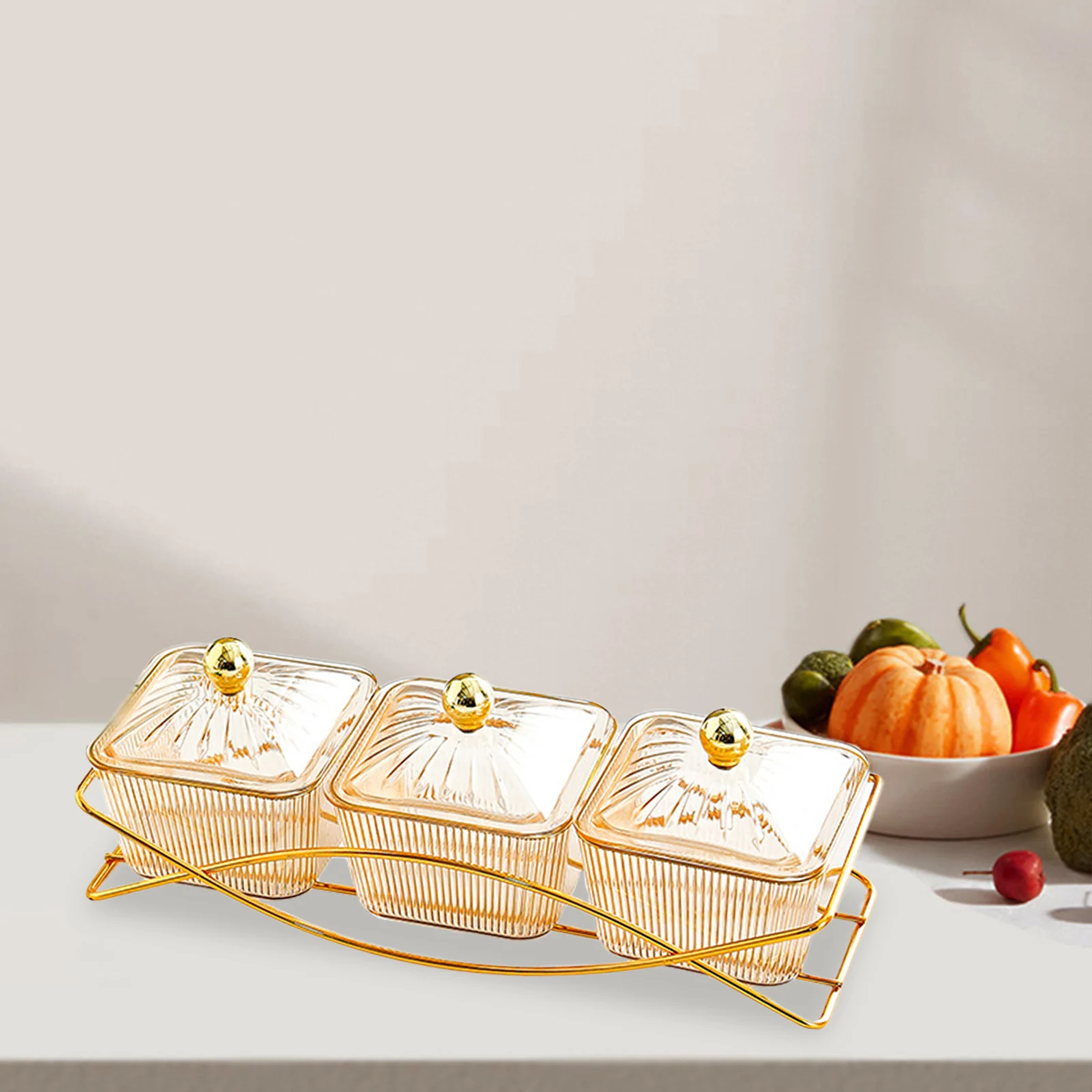 Dessert Dividing Plate with Lid Storage Container Divided Snack Serving Bowls for Appetizer Home Party Sweet Cookies Nuts