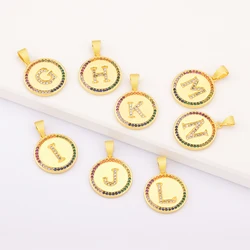 Luxury A-Z Initial 26 Letters Pendant Charm DIY Necklaces Rainbow Zircon Wholesale Handmade Jewelry Accessories Supplies