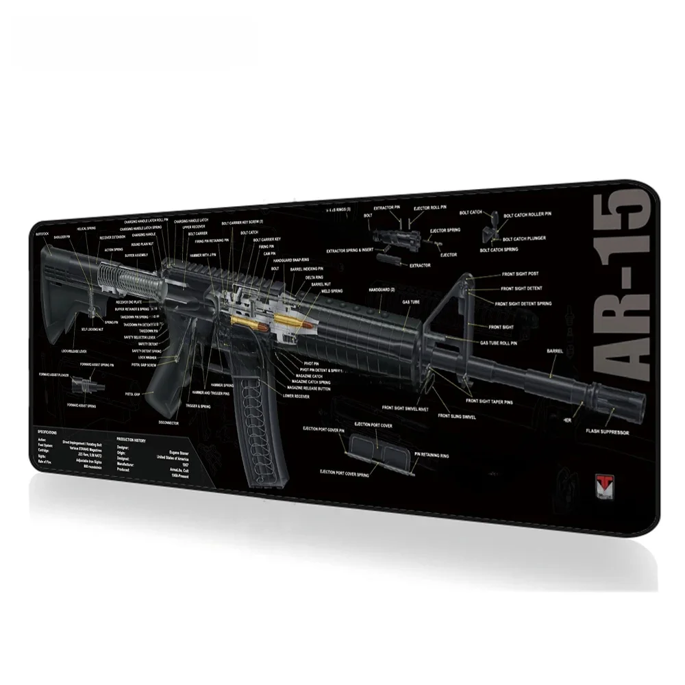 Pistolet podkładka pod mysz Gamer akcesoria włócznia karabin prędkość części broń palna gra czarny XXL komputerowe gry komputerowe biurko maty podkładka pod mysz 90x40cm — zdjęcie 2
