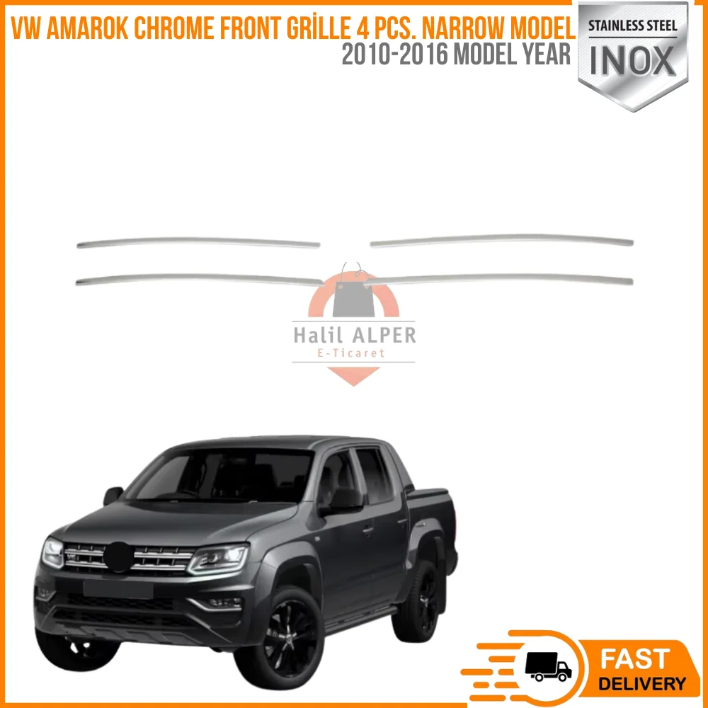 

For VW Amarok chrome front grille 4 PCs. Narrow Model. 2010-2016 stainless steel. ISO9001/2008 A + quality modified design