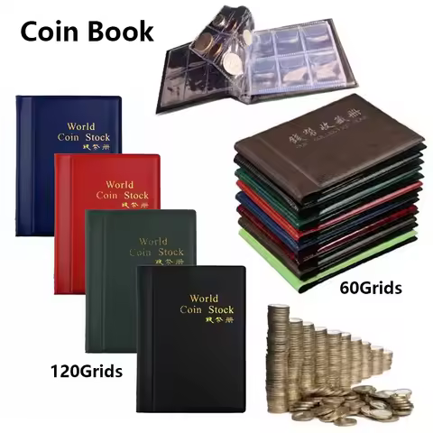 120/60 Grid Coinning Album Books Coinning Holders World Coinning Storage Collecting Album Book PU Case Collection Pockets